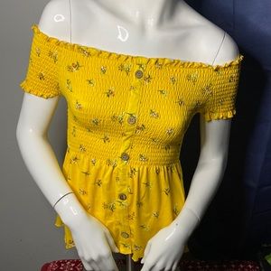 Rue21 yellow floral off the shoulder top